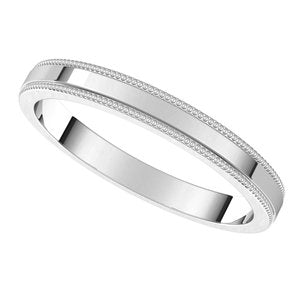 10K White 2.5 mm Milgrain Flat Band Size 6.5 - BN & CO JEWELRY