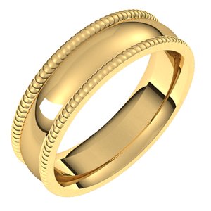 14K Yellow 6 mm Extra Large Milgrain Comfort Fit Band Size 7 - BN & CO JEWELRY