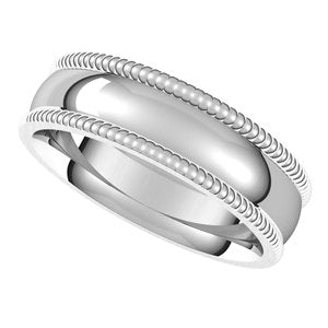 14K White 6 mm Extra Large Milgrain Comfort Fit Band Size 10 - BN & CO JEWELRY