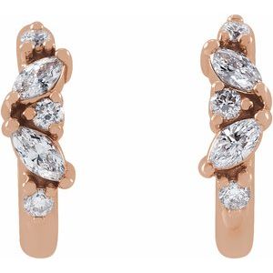 14K Rose 1/5 CTW Natural Diamond Huggie Earrings - BN & CO JEWELRY