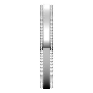 10K White 3 mm Milgrain Flat Band Size 9 - BN & CO JEWELRY