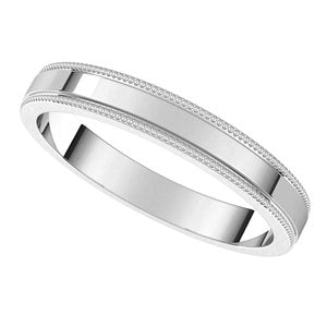 14K White 3 mm Milgrain Flat Band Size 11 - BN & CO JEWELRY