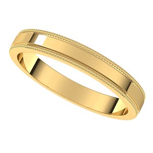 14K Yellow 3 mm Milgrain Flat Band Size 5 - BN & CO JEWELRY