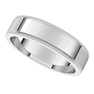 14K White 5 mm Milgrain Flat Band Size 9.5 - BN & CO JEWELRY