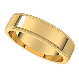14K Yellow 5 mm Milgrain Flat Band Size 15 - BN & CO JEWELRY