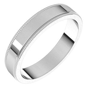 Platinum 4 mm Milgrain Flat Band Size 9 - BN & CO JEWELRY