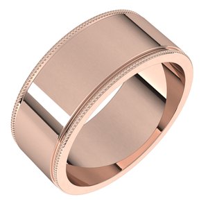 10K Rose 8 mm Milgrain Flat Band Size 15 - BN & CO JEWELRY