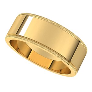 10K Yellow 7 mm Milgrain Flat Band - BN & CO JEWELRY