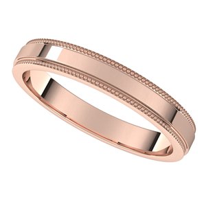10K Rose 3 mm Milgrain Flat with Edge Band Size 15 - BN & CO JEWELRY