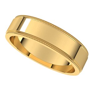 14K Yellow 5 mm Milgrain Flat with Edge Band Size 12 - BN & CO JEWELRY