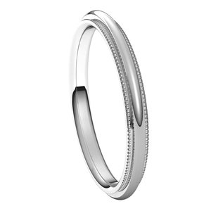 14K White 2 mm Milgrain Half Round Comfort Fit Edge Band Size 7 - BN & CO JEWELRY