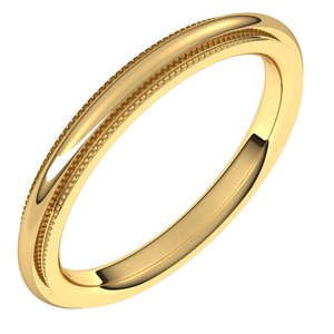 14K Yellow 2.5 mm Milgrain Half Round Comfort Fit Edge Band Size 5 - BN & CO JEWELRY