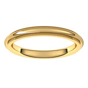 14K Yellow 2.5 mm Milgrain Half Round Comfort Fit Edge Band Size 5 - BN & CO JEWELRY