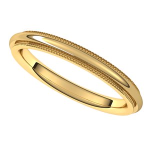 14K Yellow 2.5 mm Milgrain Half Round Comfort Fit Edge Band Size 5 - BN & CO JEWELRY