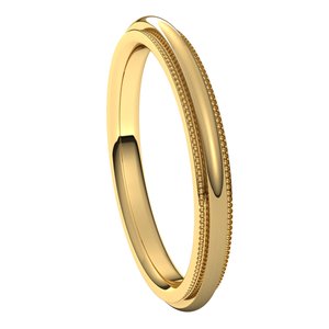 14K Yellow 2.5 mm Milgrain Half Round Comfort Fit Edge Band Size 5 - BN & CO JEWELRY