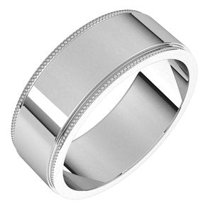 14K White 7 mm Milgrain Flat with Edge Band - BN & CO JEWELRY