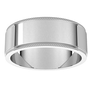 14K White 7 mm Milgrain Flat with Edge Band - BN & CO JEWELRY