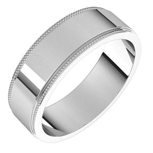 Platinum 6 mm Milgrain Flat with Edge Band Size 8 - BN & CO JEWELRY