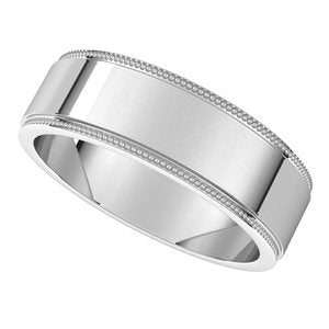 Platinum 6 mm Milgrain Flat with Edge Band Size 8 - BN & CO JEWELRY