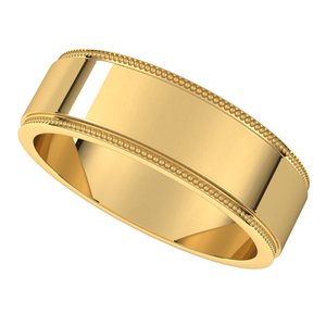 14K Yellow 6 mm Milgrain Flat with Edge Band Size 10 - BN & CO JEWELRY
