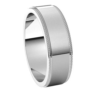 Platinum 6 mm Milgrain Flat with Edge Band Size 8 - BN & CO JEWELRY