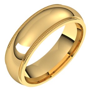 10K Yellow 6 mm Milgrain Half Round Edge Band Size 8.5 - BN & CO JEWELRY