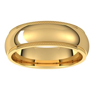 10K Yellow 6 mm Milgrain Half Round Edge Band Size 8.5 - BN & CO JEWELRY