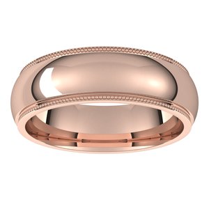 14K Rose 6 mm Milgrain Half Round Edge Band Size 9 - BN & CO JEWELRY