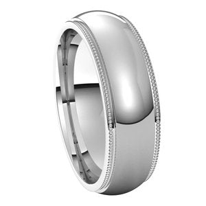 Sterling Silver 6 mm Milgrain Half Round Edge Band Size 9 - BN & CO JEWELRY