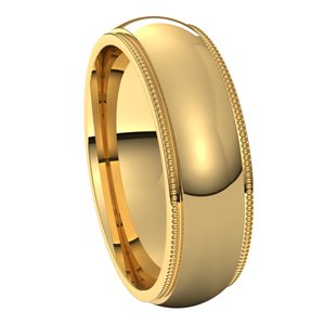 10K Yellow 6 mm Milgrain Half Round Edge Band Size 8.5 - BN & CO JEWELRY