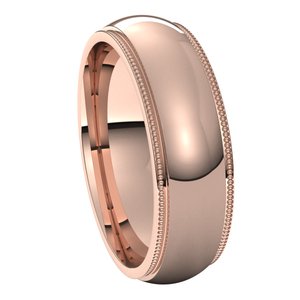 14K Rose 6 mm Milgrain Half Round Edge Band Size 9 - BN & CO JEWELRY
