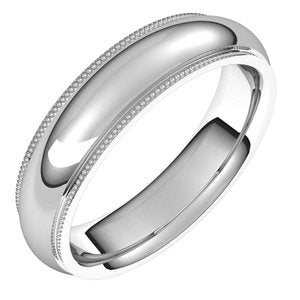 Continuum Sterling Silver 5 mm Milgrain Half Round Comfort Fit Edge Band Size 9 - BN & CO JEWELRY