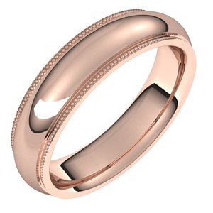 14K Rose 5 mm Milgrain Half Round Comfort Fit Edge Band Size 9.5 - BN & CO JEWELRY