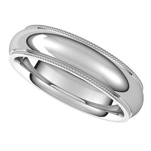 14K White 5 mm Milgrain Half Round Comfort Fit Edge Band Size 10.5 - BN & CO JEWELRY
