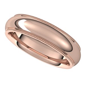 14K Rose 5 mm Milgrain Half Round Comfort Fit Edge Band Size 9.5 - BN & CO JEWELRY