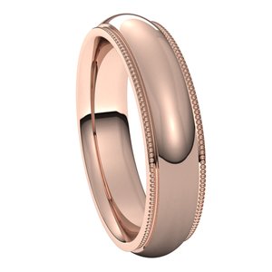 14K Rose 5 mm Milgrain Half Round Comfort Fit Edge Band Size 9.5 - BN & CO JEWELRY