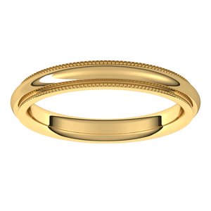 14K Yellow 3 mm Milgrain Half Round Comfort Fit Edge Band Size 7.5 - BN & CO JEWELRY