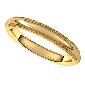 14K Yellow 3 mm Milgrain Half Round Comfort Fit Edge Band Size 7.5 - BN & CO JEWELRY