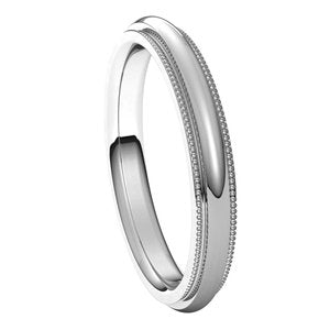 14K White 3 mm Milgrain Half Round Comfort Fit Edge Band Size 6.5 - BN & CO JEWELRY