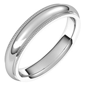 14K White 4 mm Milgrain Half Round Comfort Fit Edge Band Size 8.5 - BN & CO JEWELRY