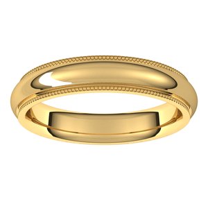 14K Yellow 4 mm Milgrain Half Round Comfort Fit Edge Band Size 7.5 - BN & CO JEWELRY