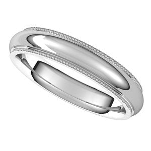 14K White 4 mm Milgrain Half Round Comfort Fit Edge Band Size 8.5 - BN & CO JEWELRY
