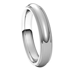 14K White 4 mm Milgrain Half Round Comfort Fit Edge Band Size 8.5 - BN & CO JEWELRY