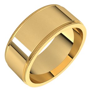 14K Yellow 8 mm Milgrain Flat with Edge Band Size 10 - BN & CO JEWELRY