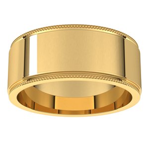 14K Yellow 8 mm Milgrain Flat with Edge Band Size 10 - BN & CO JEWELRY