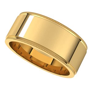 14K Yellow 8 mm Milgrain Flat with Edge Band Size 10 - BN & CO JEWELRY