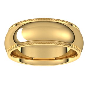 14K Yellow 7 mm Milgrain Half Round Comfort Fit Edge Band - BN & CO JEWELRY