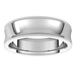 14K White 6 mm Milgrain Concave Comfort Fit Band Size 10 - BN & CO JEWELRY