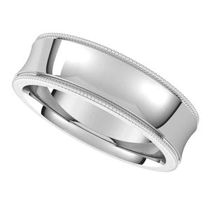 14K White 6 mm Milgrain Concave Comfort Fit Band Size 10 - BN & CO JEWELRY