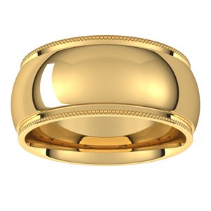 14K Yellow 9 mm Milgrain Half Round Comfort Fit Edge Band Size 9.5 - BN & CO JEWELRY